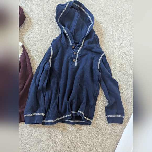 2 Waffle Long Sleeved 4T Hooded Shirts - Picture 2 of 8